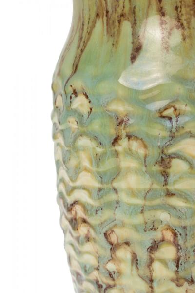 Mid Century German Light Green and Brown Drip Glazed Ceramic Vase