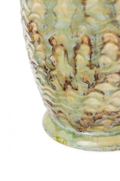 Mid Century German Light Green and Brown Drip Glazed Ceramic Vase