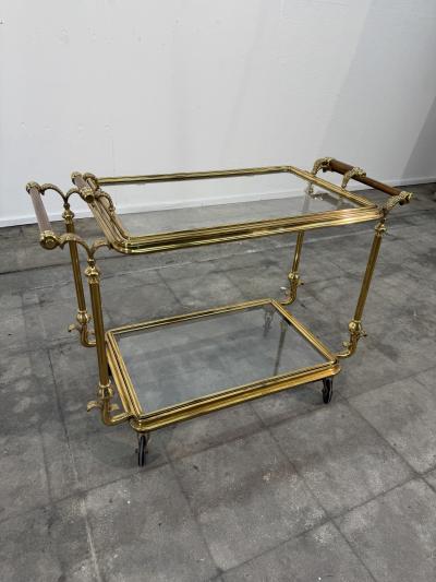 Mid Century Gilt Brass Bar Cart circa 1960s