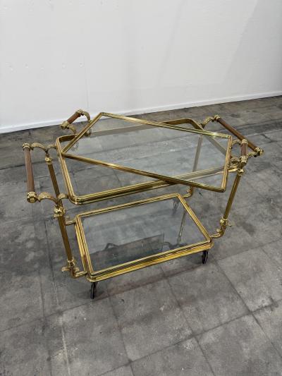 Mid Century Gilt Brass Bar Cart circa 1960s
