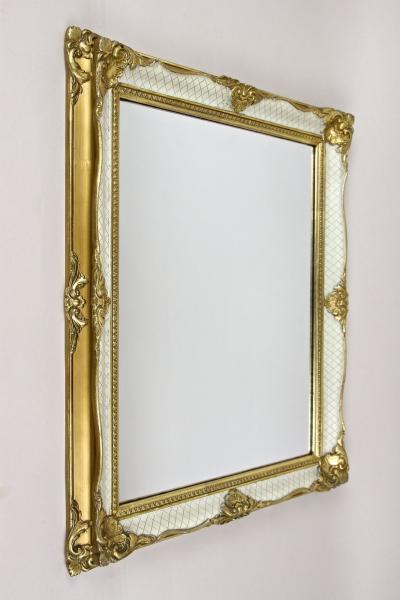 Mid Century Gilt White Venetian Wall Mirror Rococo Style Italy ca 1950