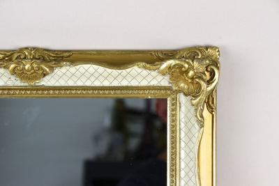 Mid Century Gilt White Venetian Wall Mirror Rococo Style Italy ca 1950