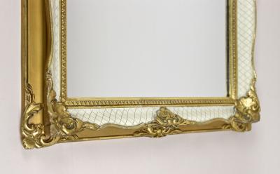 Mid Century Gilt White Venetian Wall Mirror Rococo Style Italy ca 1950