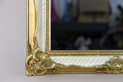 Mid Century Gilt White Venetian Wall Mirror Rococo Style Italy ca 1950
