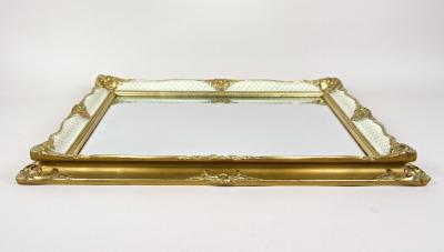 Mid Century Gilt White Venetian Wall Mirror Rococo Style Italy ca 1950