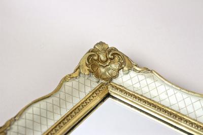 Mid Century Gilt White Venetian Wall Mirror Rococo Style Italy ca 1950