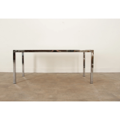Mid Century Glass Chrome Dining Table