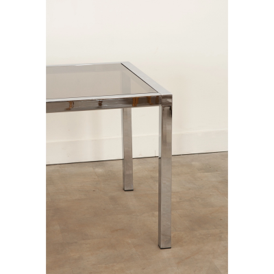Mid Century Glass Chrome Dining Table