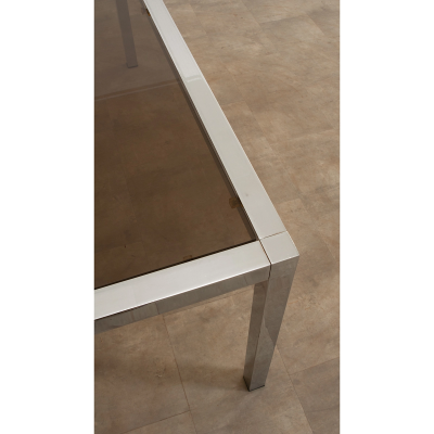Mid Century Glass Chrome Dining Table