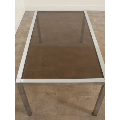 Mid Century Glass Chrome Dining Table