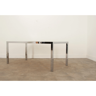 Mid Century Glass Chrome Dining Table