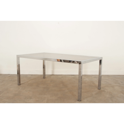 Mid Century Glass Chrome Dining Table