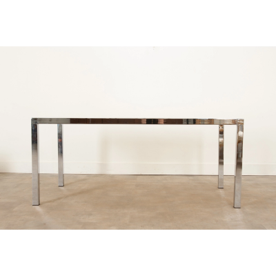 Mid Century Glass Chrome Dining Table