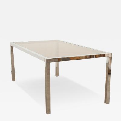 Mid Century Glass Chrome Dining Table