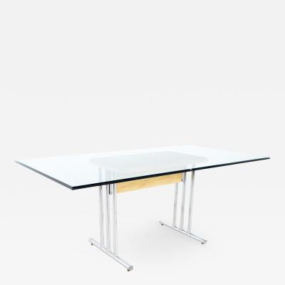Mid Century Glass and Chrome Dining Table