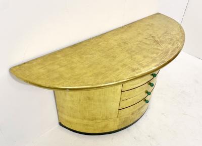 Mid Century Golden Demi Lune Console Table