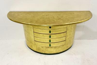 Mid Century Golden Demi Lune Console Table