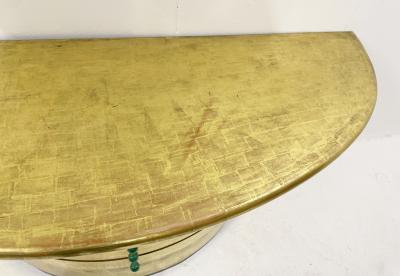 Mid Century Golden Demi Lune Console Table