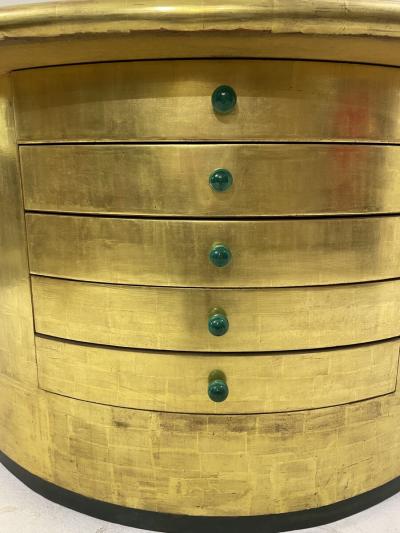 Mid Century Golden Demi Lune Console Table