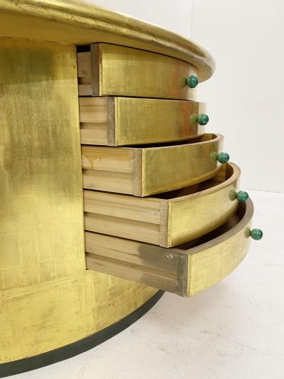 Mid Century Golden Demi Lune Console Table