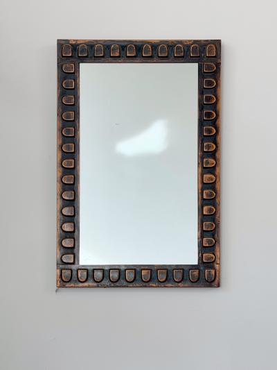 Mid Century Hammered Copper Wall Mirror