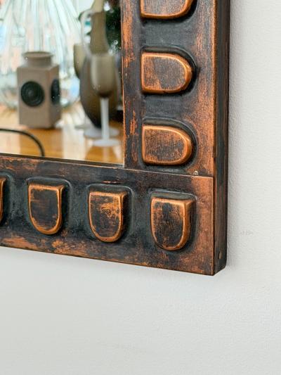 Mid Century Hammered Copper Wall Mirror