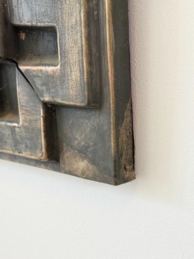 Mid Century Hammered Tin Greek Key Wall Mirror