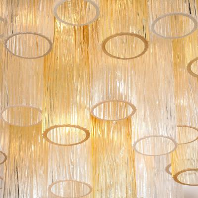 Mid Century Hand Blown Citrine Transparent Murano Glass Four Tier Chandelier