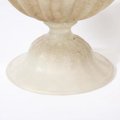 Mid Century Hand Blown Murano Fluted Footed Scavo Glass Centerpiece Bowl