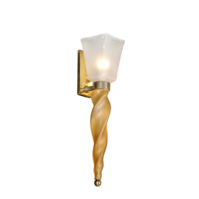 Mid Century Hand Blown Murano Frosted Glass Sconces with Spiral Amber Drop