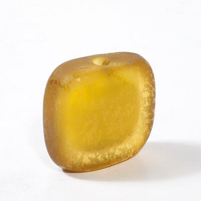 Mid Century Hand Blown Murano Glass Bud Vase in Lemon Yellow W Mottled Texture