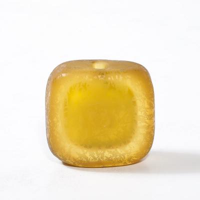 Mid Century Hand Blown Murano Glass Bud Vase in Lemon Yellow W Mottled Texture