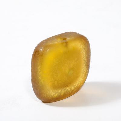 Mid Century Hand Blown Murano Glass Bud Vase in Lemon Yellow W Mottled Texture