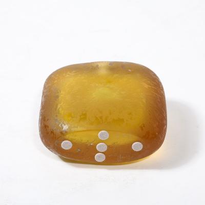 Mid Century Hand Blown Murano Glass Bud Vase in Lemon Yellow W Mottled Texture