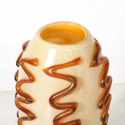 Mid Century Hand Blown Murano Glass Uplight in Vellum Hue w Sandstone Trailing
