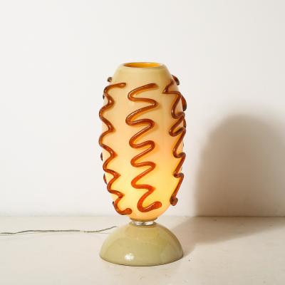 Mid Century Hand Blown Murano Glass Uplight in Vellum Hue w Sandstone Trailing