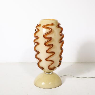 Mid Century Hand Blown Murano Glass Uplight in Vellum Hue w Sandstone Trailing