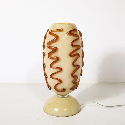 Mid Century Hand Blown Murano Glass Uplight in Vellum Hue w Sandstone Trailing