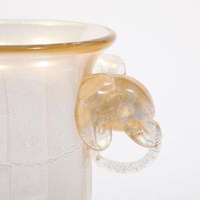 Mid Century Hand Blown Murano Glass Urn Form Vase w Sculptural Elephants Motifs