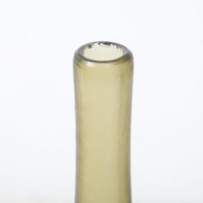 Mid Century Hand Blown Murano Glass Vase in Sap Green W Fine Textural Detailing