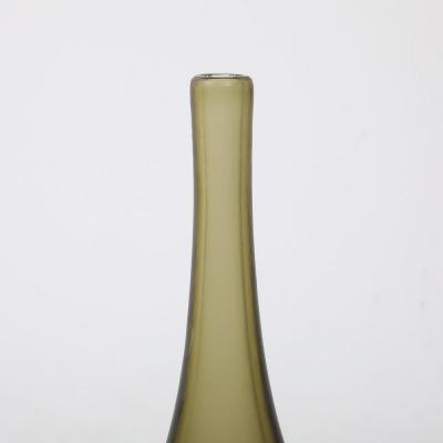 Mid Century Hand Blown Murano Glass Vase in Sap Green W Fine Textural Detailing