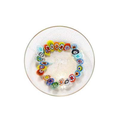 Mid Century Hand Blown Murano Millifiori 24 Karat Gold Flecked Glass Bowl