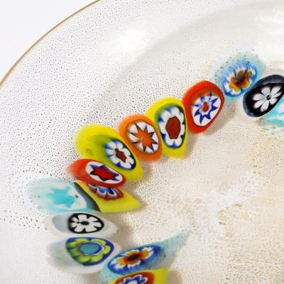 Mid Century Hand Blown Murano Millifiori 24 Karat Gold Flecked Glass Bowl