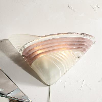 Mid Century Hand Blown Murano Smoked Lavender Transparent Glass Sconces