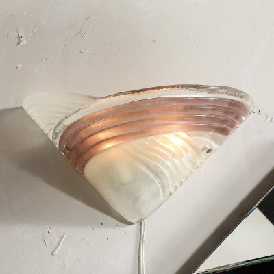 Mid Century Hand Blown Murano Smoked Lavender Transparent Glass Sconces