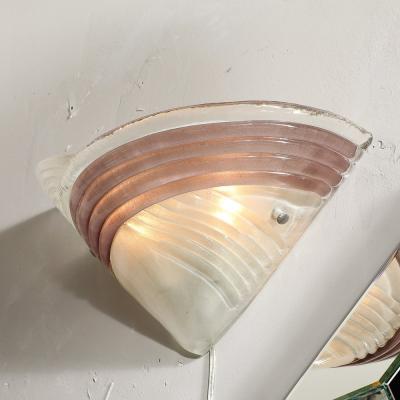 Mid Century Hand Blown Murano Smoked Lavender Transparent Glass Sconces