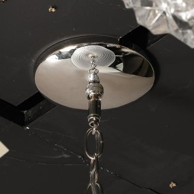 Mid Century Hand Blown Rose Murano Glass Nickel Undulating Pendant Chandelier