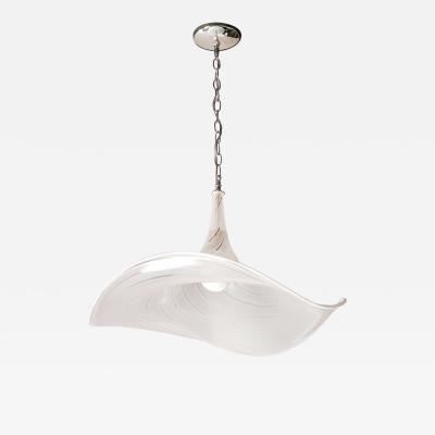 Mid Century Hand Blown Rose Murano Glass Nickel Undulating Pendant Chandelier