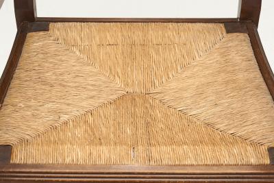 Mid Century Handcrafted Wood and Woven Straw Armchairs Europe ca 1950s