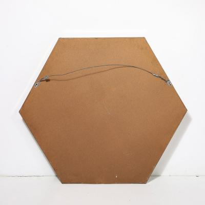 Mid Century Hexagonal Segmented Kaleidoscopic Mirror W Rounded Brass Frame